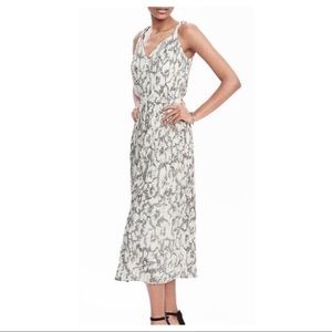 Banana Repulic Sketched Floral Pleated Midi Dress